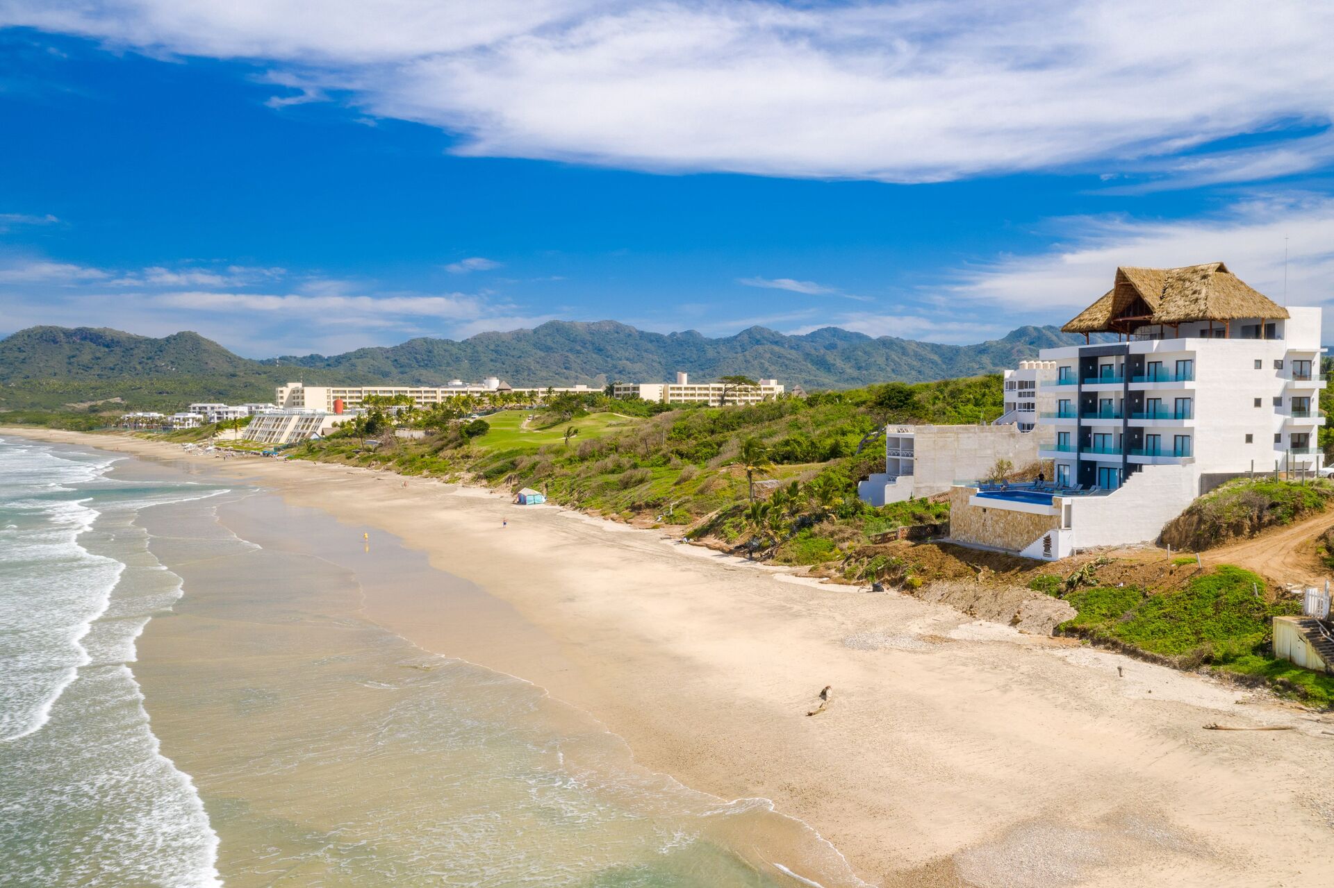 Aerial view of Torre Marsai and the Punta Negra coastline
